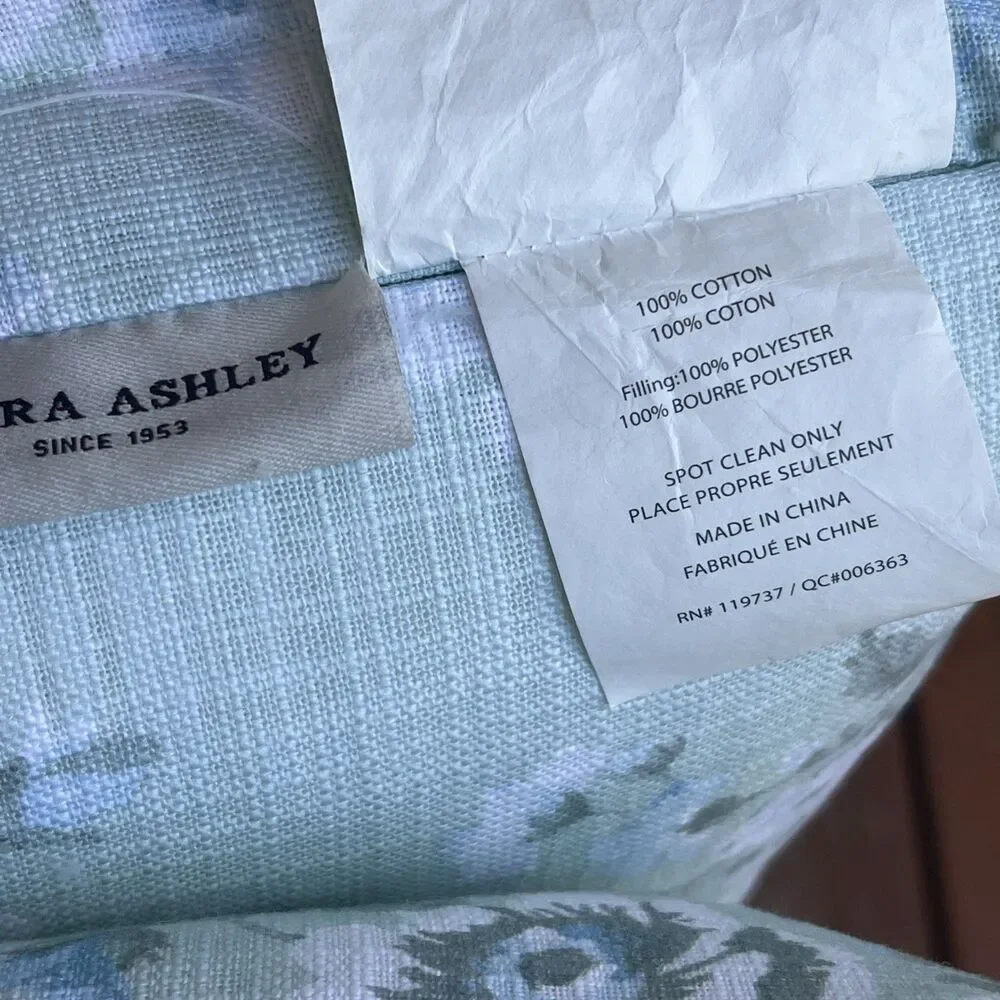 Laura Ashley Serene Dream Set of 2 Decorative Pillows Sage Green Blue Floral New